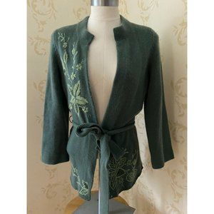 White + Warren Thick 100% Cashmere Cardigan Belted Sweater